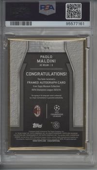2023-24 Topps Museum UEFA Paolo Maldini Framed Auto Gold Refractor 17/25 PSA 9 Auto 10