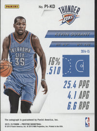 2015 Prestige Kevin Durant Auto Card #PI-KD #8/25