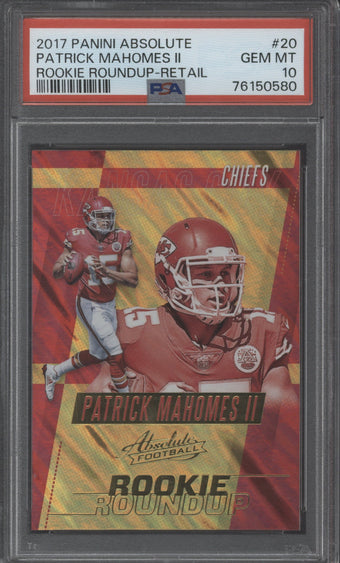 compare product 2017 Absolute Patrick Mahomes Rookie Roundup PSA 10