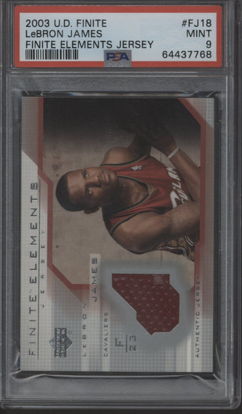 compare product 2003/04 UD Finite LeBron James Elements Jersey PSA 9 #FJ18