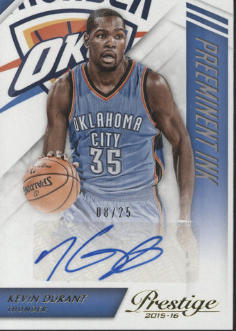 compare product 2015 Prestige Kevin Durant Auto Card #PI-KD #8/25