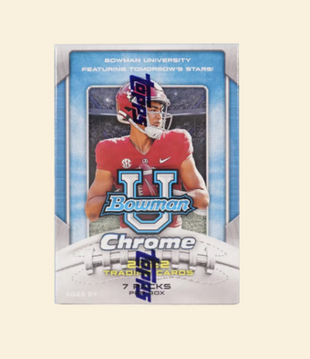 compare product 2022 Bowman U Chrome University Football Blaster Box