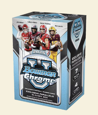 compare product 2025 Bowman University Chrome Football Blaster Box