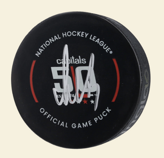 compare product Alex Ovechkin Washington Capitals Autographed 50th Anniversary Official Game Puck