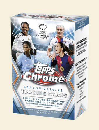 compare product 2024-25 Topps Chrome UEFA Women's Champions League Soccer Blaster Box