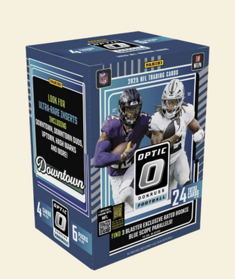 compare product 2025 Panini Donruss Optic Football Blaster Box (Blue Scope Parrallels)