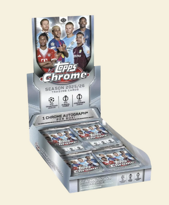 compare product 2025-26 Topps Chrome UEFA Champions League Soccer Hobby Box