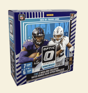 compare product 2025 Panini Donruss Optic Football Mega Box (Blue Hyper Parallels)