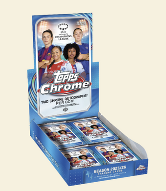 compare product 2025-26 Topps Chrome UEFA Women's Champions League Soccer Hobby Box