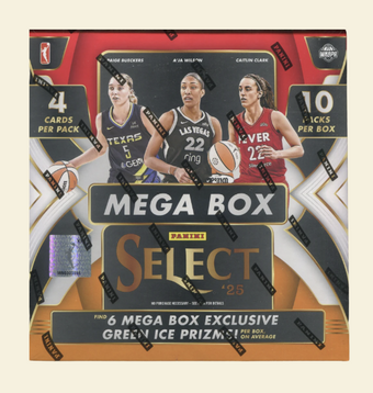compare product 2025 Panini Select WNBA Basketball Hobby Mega Box (Green Ice Prizms)