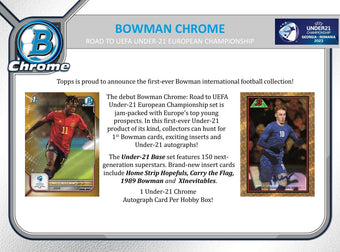 compare product 2022 Bowman Chrome Road to UEFA U21 European Championship Soccer Hobby 12 Box Case