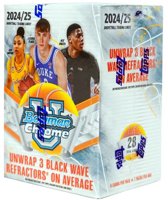 compare product 2024-25 Bowman Chrome University Basketball Blaster 40 Box Case