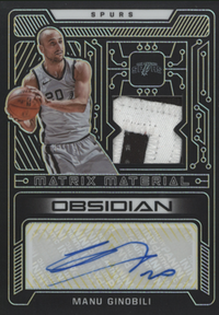 2021/22 Panini Obsidian Matrix Material Manu Ginobili Auto Card 04/10 #MMA-MGI
