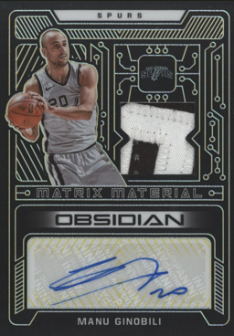 compare product 2021/22 Panini Obsidian Matrix Material Manu Ginobili Auto Card 04/10 #MMA-MGI
