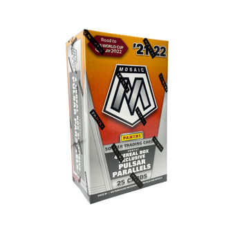 compare product 2021-22 Panini Mosaic Road to FIFA World Cup Soccer Cereal 40 Box case