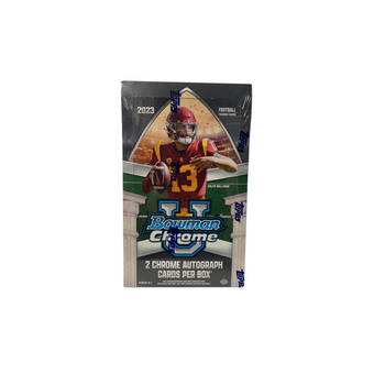compare product 2023 Bowman Chrome University Football Hobby 12 Box Case