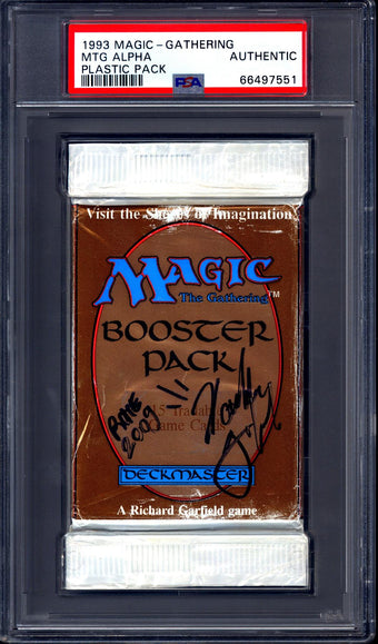 compare product Magic the Gathering Alpha Booster Pack PSA Authenticated Signed Rome 2009 by Creator Richard Garfield