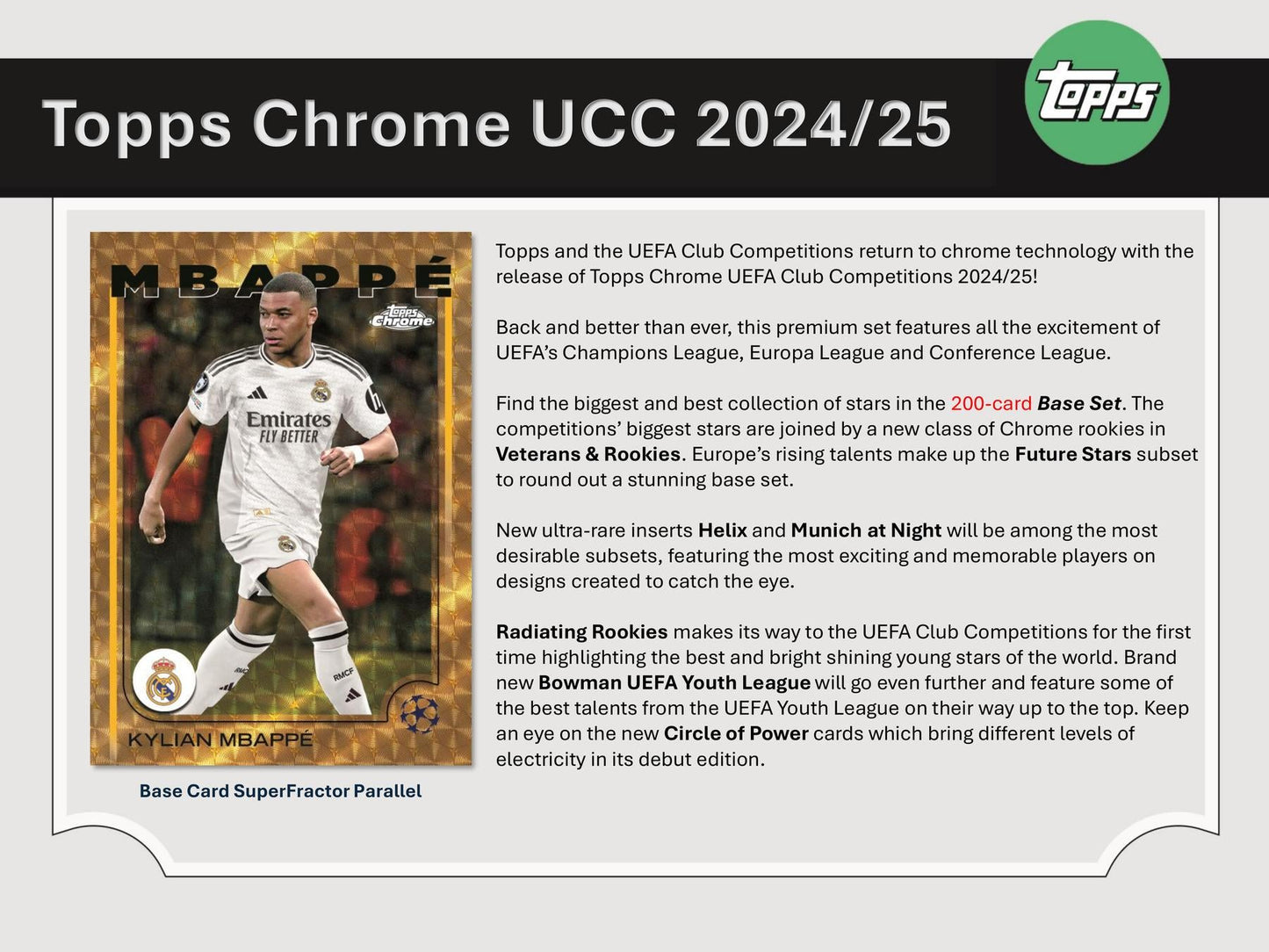 2024/25 Topps Chrome UEFA Club Competitions Soccer Hobby