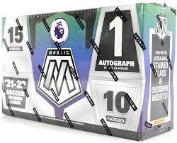 compare product 2021-22 Panini Mosaic Premier League Soccer Hobby 12 Box Case