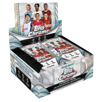 compare product 2024-25 Topps UEFA Club Competitions Chrome Soccer Jumbo 8 Box Case
