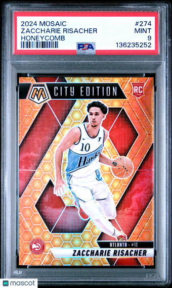 compare product 2024 Panini Mosaic Basketball Zaccharie Risacher #274 Honeycomb PSA 9