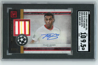 compare product Tyler Adams 2020 Topps Museum Collection UCL Museum Auto Relics Ruby SGC 10/9.5 #'d 23/25