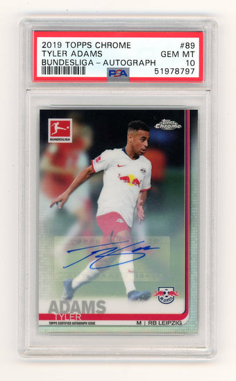 compare product Tyler Adams 2019 Topps Chrome Bundesliga Base Autograph PSA 10