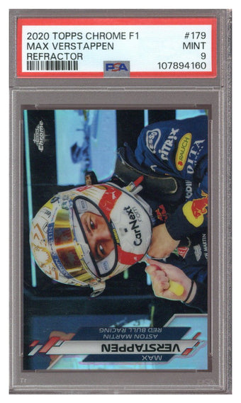 compare product 2020 TOPPS CHROME F1 MAX VERSTAPPEN #179 REFRACTOR PSA 9