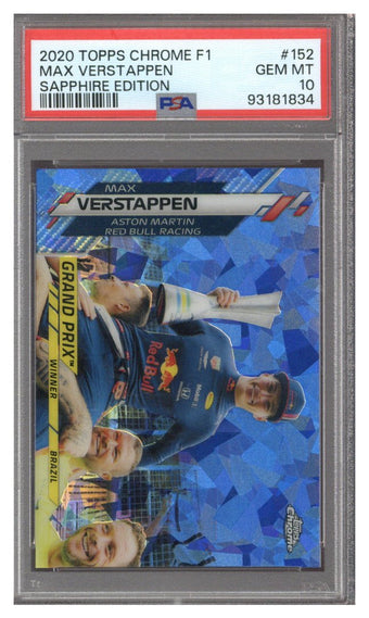 compare product 2020 Topps Chrome F1 Max Verstappen Sapphire Edition #152 PSA 10