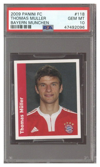 compare product 2009 Panini FC Bayern Munchen Thomas Muller ROOKIE #118 PSA 10 GEM MINT