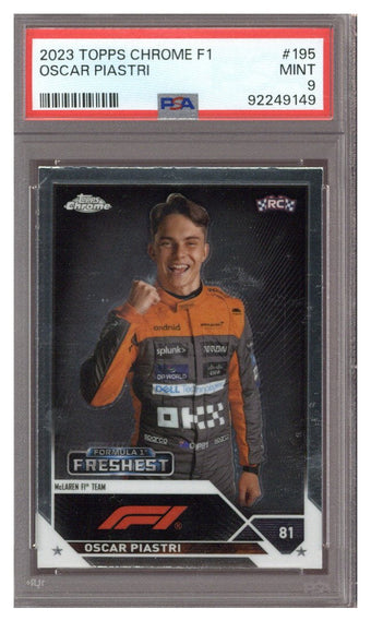 compare product 2023 Topps Chrome Oscar Piastri F1 #195 RC PSA 9