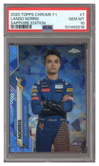 compare product 2020 Topps Chrome F1 Lando Norris Sapphire RC PSA 10 (101482016)