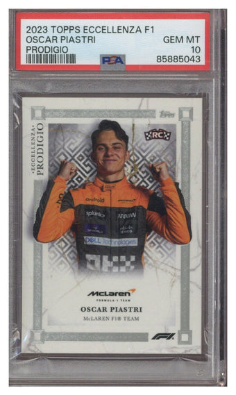 compare product 2023 TOPPS ECCELLENZA F1 OSCAR PIASTRI PRODIGIO PSA 10
