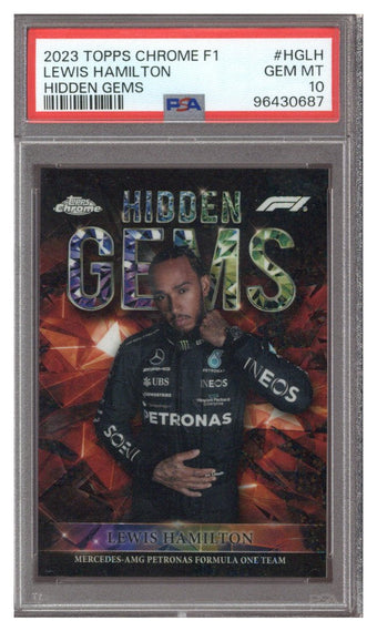compare product 2023 Topps Chrome Lewis Hamilton Hidden Gems PSA 10