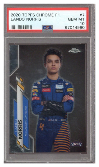 compare product 2020 Topps Chrome F1 Racers Lando Norris #7 PSA 10 RC