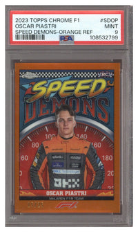 2023 Topps Chrome F1 Oscar Piastri Speed Demons RC Orange Refractor 15/25 PSA 9