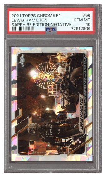 compare product 2021 Topps Chrome Sapphire Lewis Hamilton Negative-Edition PSA 10