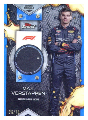 compare product 2024 Topps Finest F1 Max Verstappen Formulas Relic Blue 25/75