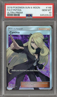 2018 Ultra Pokemon Sun and Moon Prism Cynthia #148 PSA 10 B