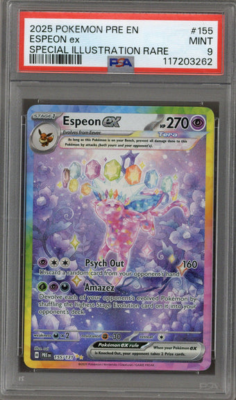 compare product 2025 Pokemon Prismatic Evolutions Espeon ex SIR PSA 9