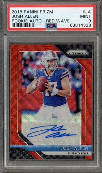 compare product 2018 Panini Red Wave Prizm Josh Allen RC Rookie AUTO 90/199 PSA 9