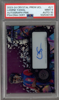 2023/24 Topps Crystal Premium UCL Lamine Yamal 4/10 PSA 9 Auto 10