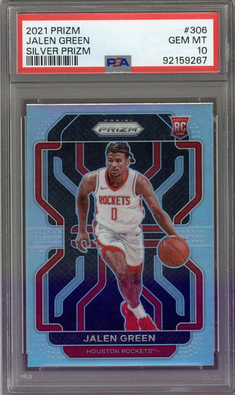 compare product 2021 Panini Prizm Jalen Green Silver Prizm #306 PSA 10
