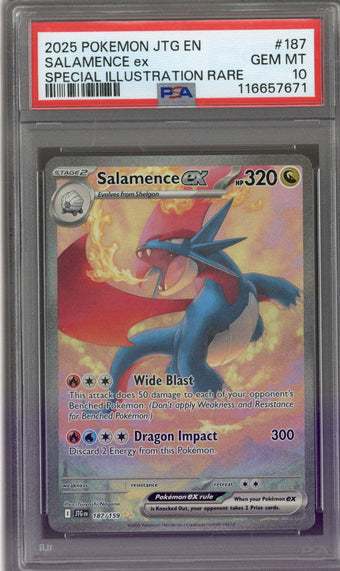 compare product 2025 Pokemon Journey Together Salamence ex SIR 187/159 PSA 10