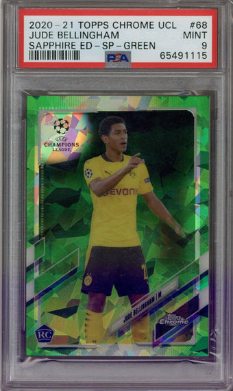 compare product 2020/21 Topps Chrome UCL Jude Bellingham Sapphire Green PSA 9
