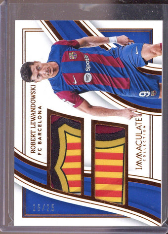compare product 2023-24 Panini Immaculate Collection Robert Lewandowski Jumbo Dual Patches 16/25 #JD-RL
