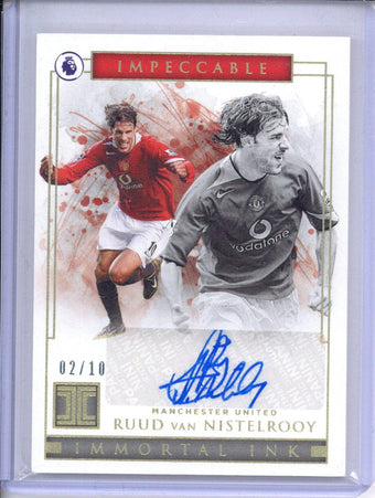 compare product 2019-20 Impeccable Premier League Ruud Van Nistelrooy Immortal Ink Auto Gold 2/10 #IM-RVN