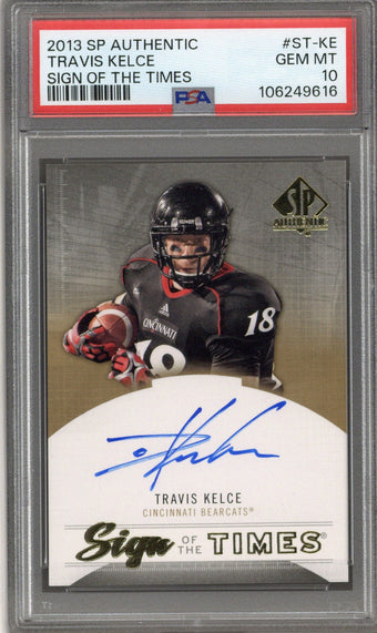 compare product 2013 SP Authentic Travis Kelce Sign of the Times Rookie Auto PSA 10