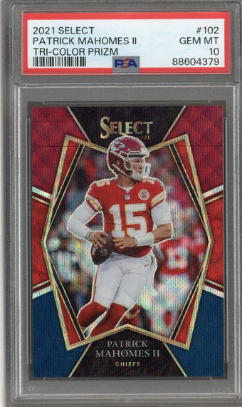 compare product 2021 Select Mahomes Tri Color PSA 10