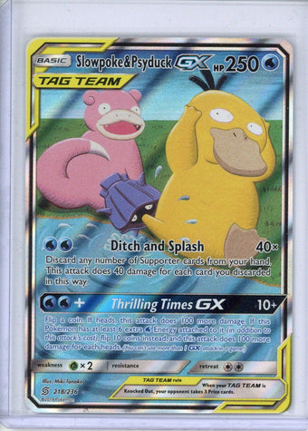 compare product 2019 Pokemon Unified Minds Slowpoke & Psyduck GX Tag Team 218/236